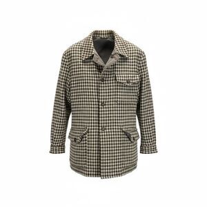 Vtg Brown Houndstooth Wool Jacket Plaid Button Front Classic English Outerwear L